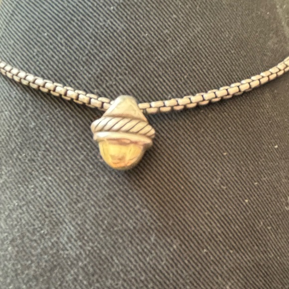 David Yurman 14K Gold & Sterling Silver Acorn silver chain Necklace - 16" - Picture 5 of 7